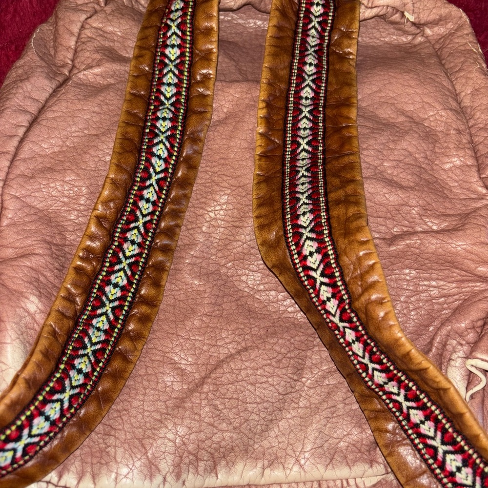 Floral Pattern Leather Backpack - image 2